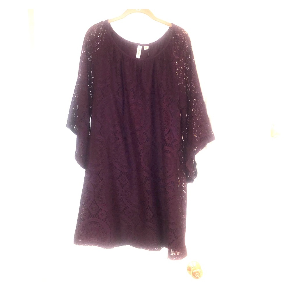 Purple dress with bell sleeves